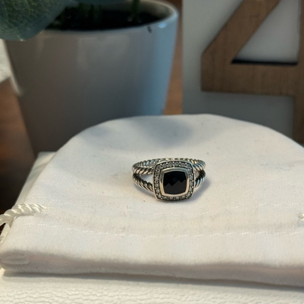 Elegant Silver Ring with Black Stone